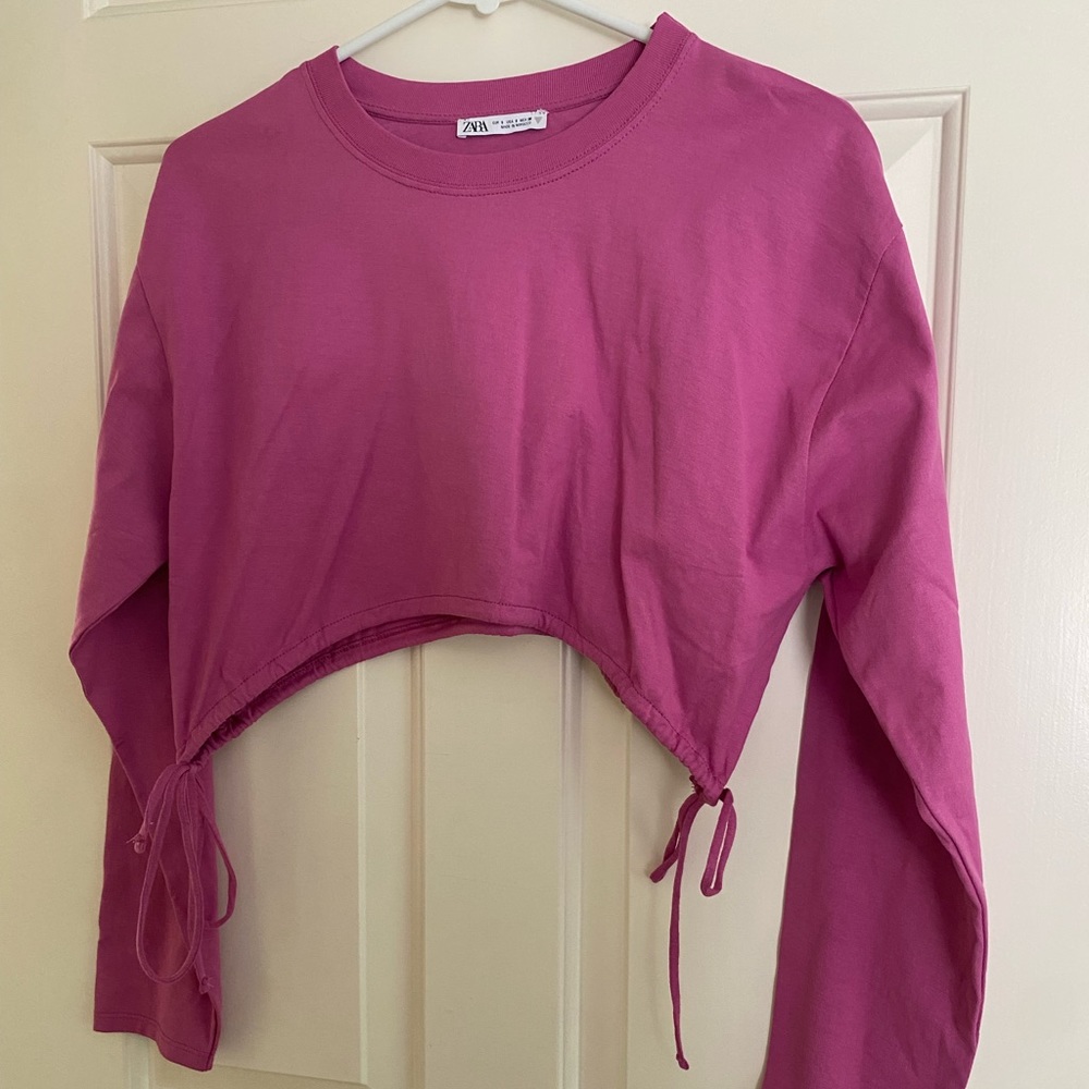 Zara Cropped Purple Long Sleeve Top